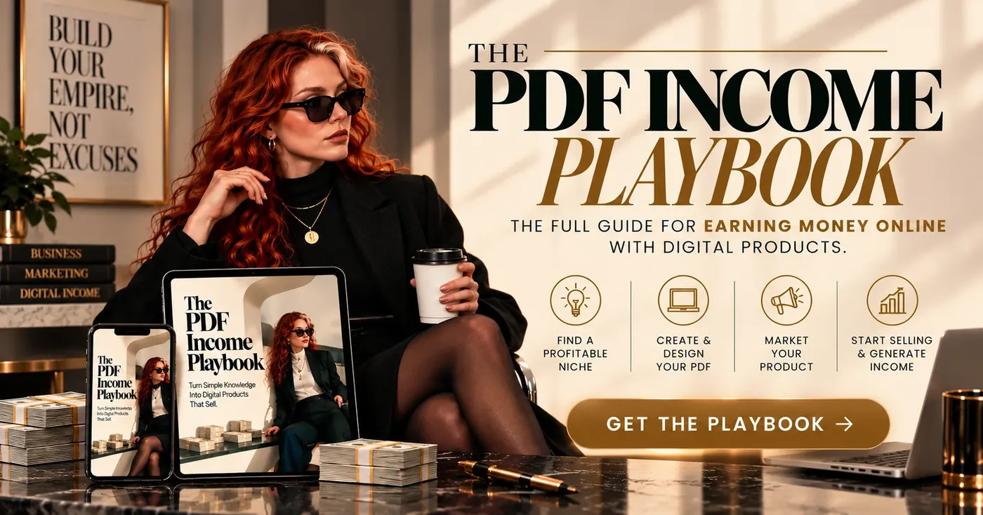 El PDF Income Playbook en una laptop